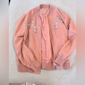 Coquette Odyn pink floral bomber jacket size xl